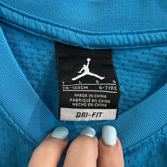 Nike Air Jordan Aqua Blue Yellow 23 Basketball Jersey Dri-FIT |Size Large 6/7 - Picture 3 of 6